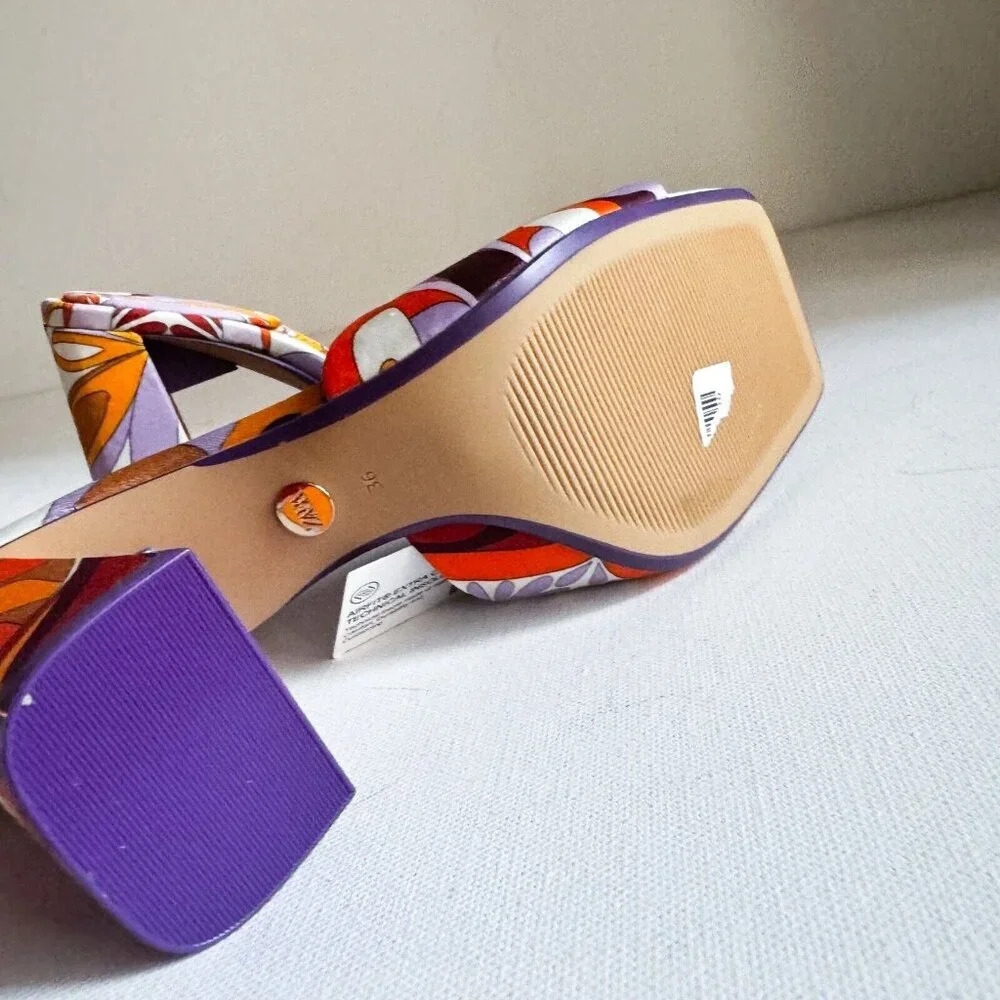 Zara Colorful  Psychedellic Print Square toe Slides 36 - Picture 8 of 14